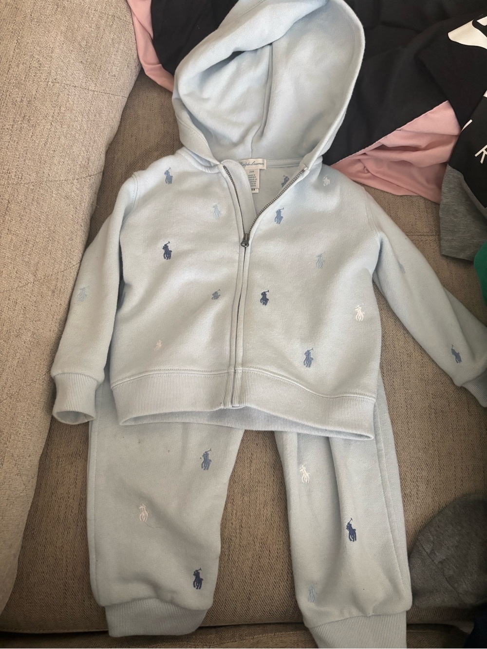 Ralph Lauren Baby Blue Embroidered Polo Hoodie and Joggers
